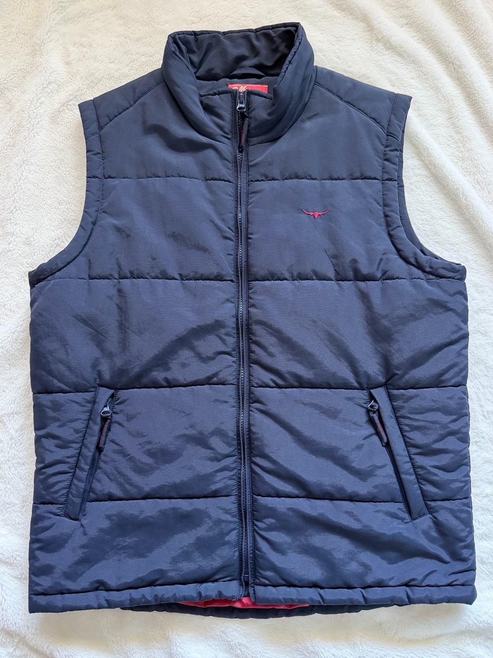 R.M. Williams Patterson Creek Puffer Vest - Navy Blue w/Red Lining - Size Medium